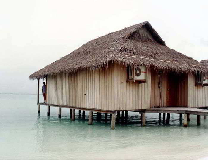 Hut over water in the Maldives