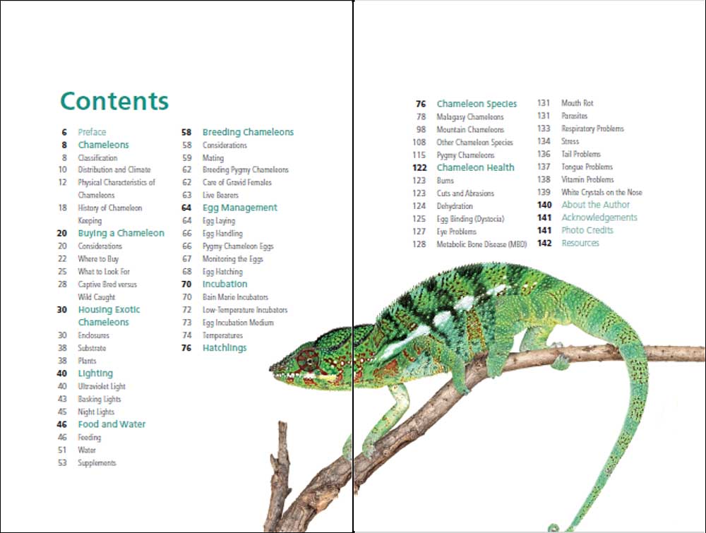 Exotic chameleons contents page