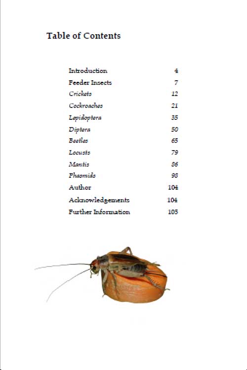 Breeding Insects book Index page