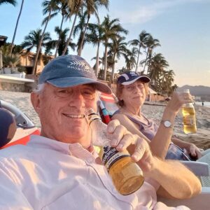 David Haggett on the beach at Bucerias, Mexico